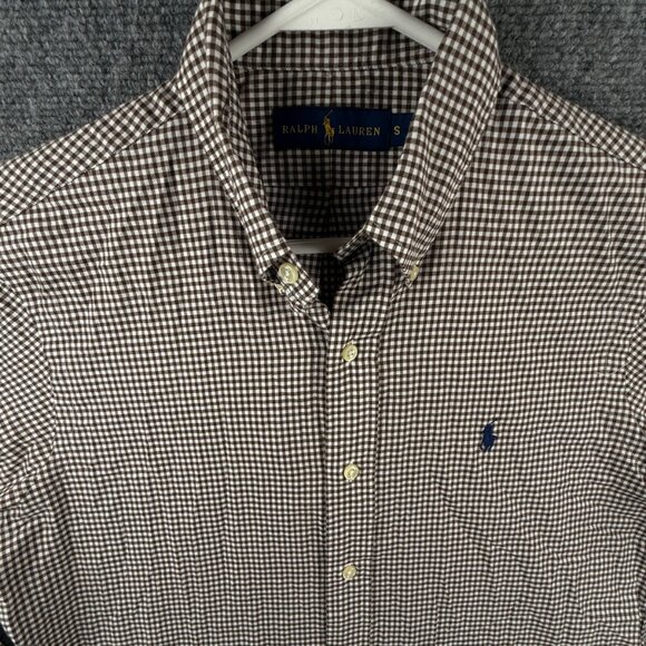 Ralph Lauren Button Up Shirt Long Sleeve Cotton Brown Check Soft Flannel Small - Picture 1 of 13